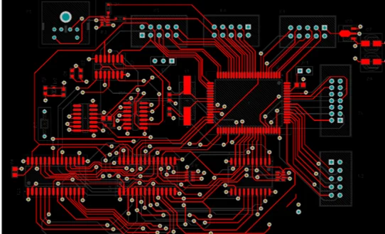 PCB routing and trace layout view