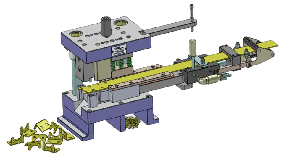 Progressive die mechanism and strip feed system